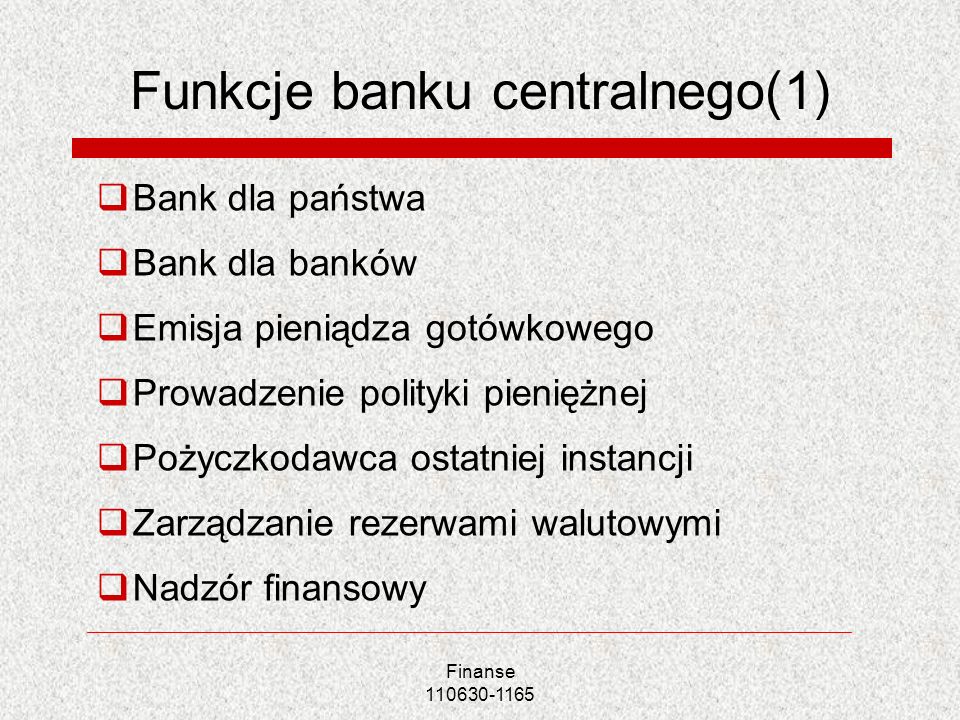 Funkcje banku centralnego(1)