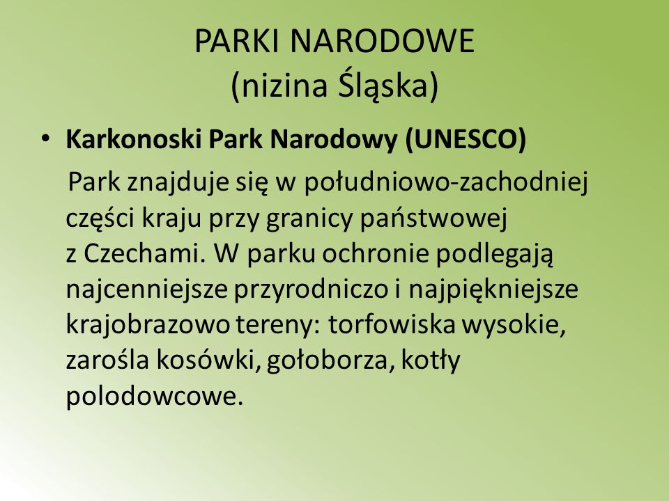 PARKI NARODOWE (nizina Śląska)