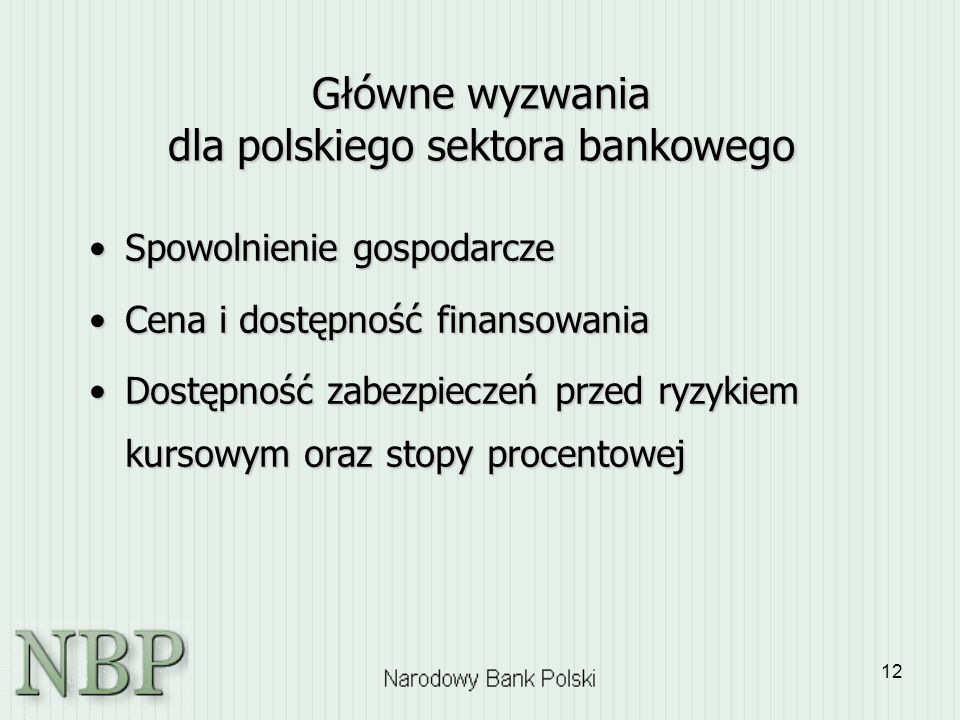 Główne wyzwania dla polskiego sektora bankowego