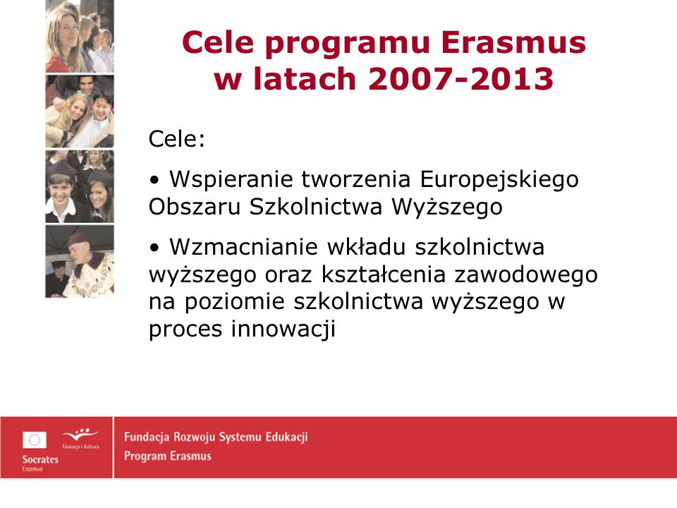 Cele programu Erasmus w latach