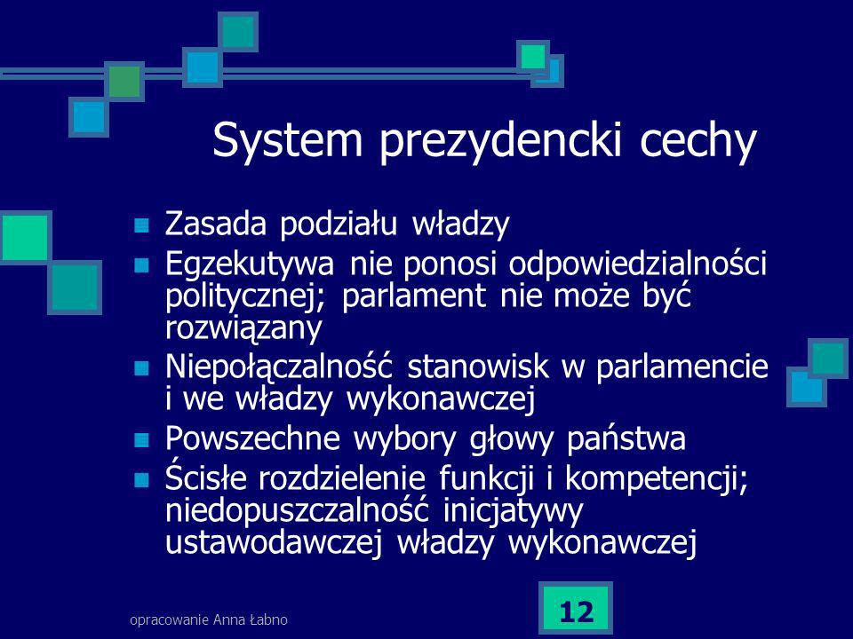 System prezydencki cechy