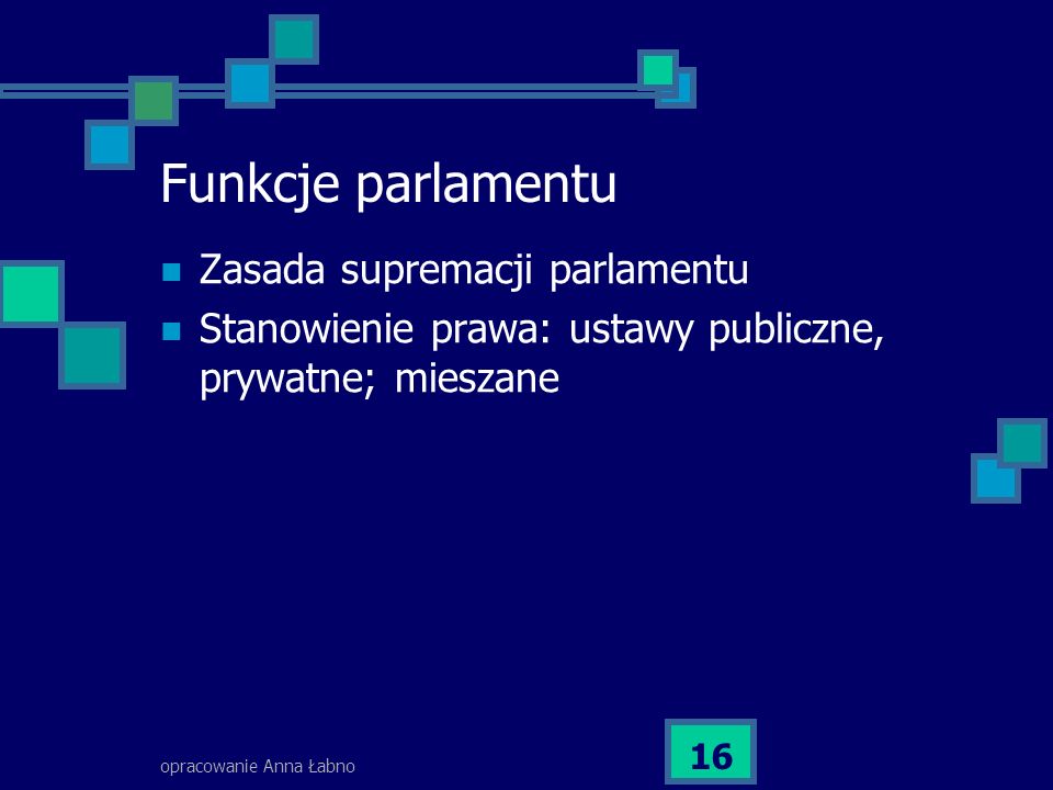 Funkcje parlamentu Zasada supremacji parlamentu