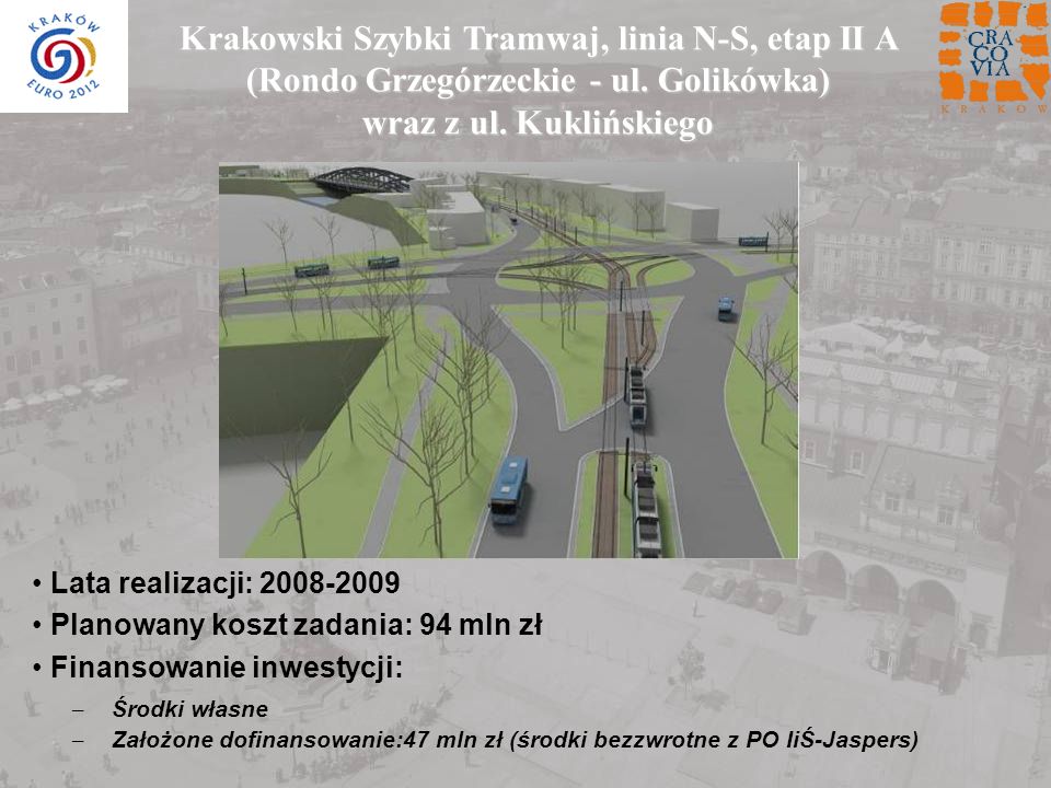 Krakowski Szybki Tramwaj, linia N-S, etap II A (Rondo Grzegórzeckie - ul. Golikówka) wraz z ul. Kuklińskiego
