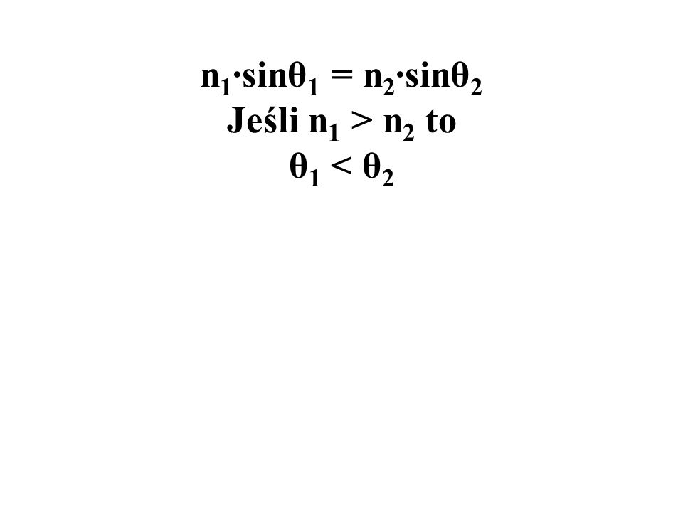 n1·sinθ1 = n2·sinθ2 Jeśli n1 > n2 to θ1 < θ2