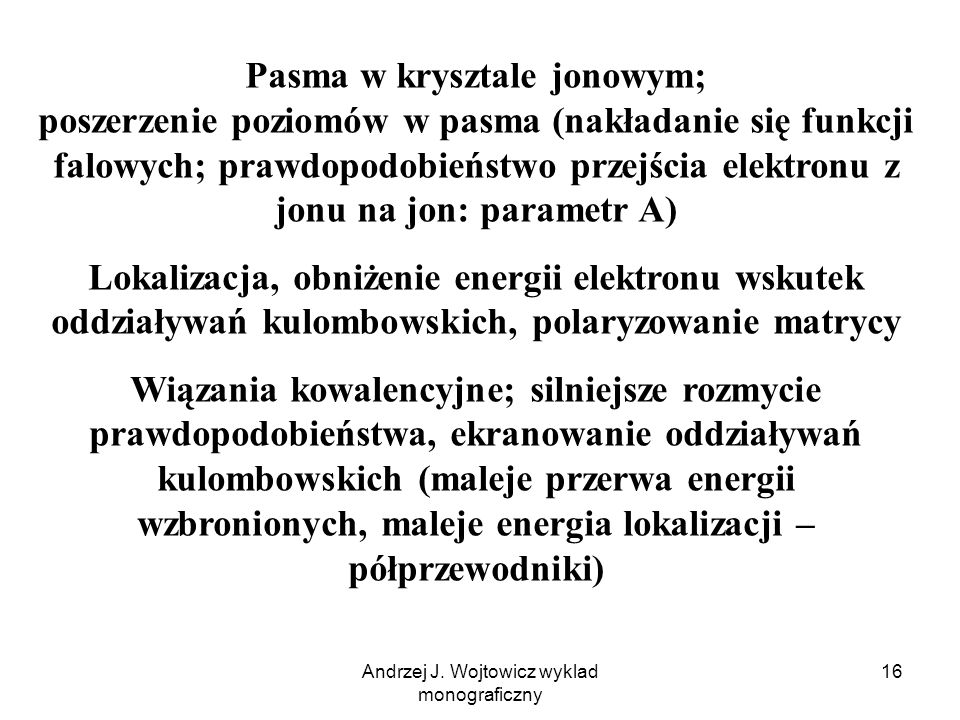 Andrzej J. Wojtowicz wyklad monograficzny
