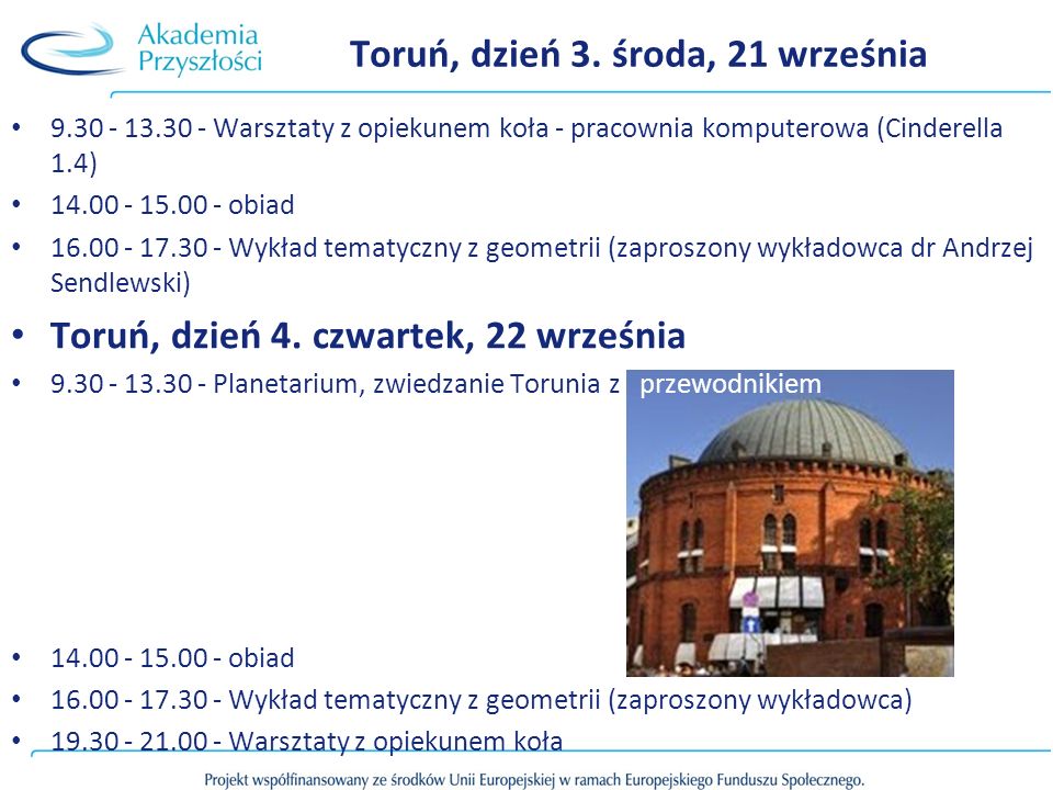 Toruń, dzień 3. środa, 21 września