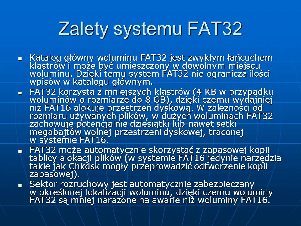 Zalety systemu FAT32