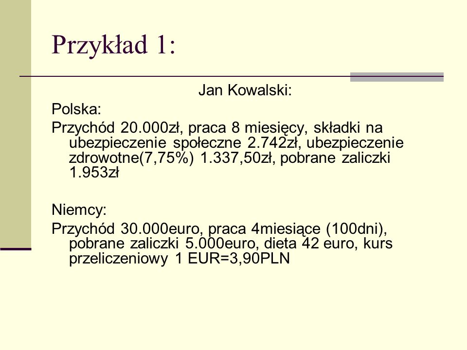 Przykład 1: Jan Kowalski: Polska: