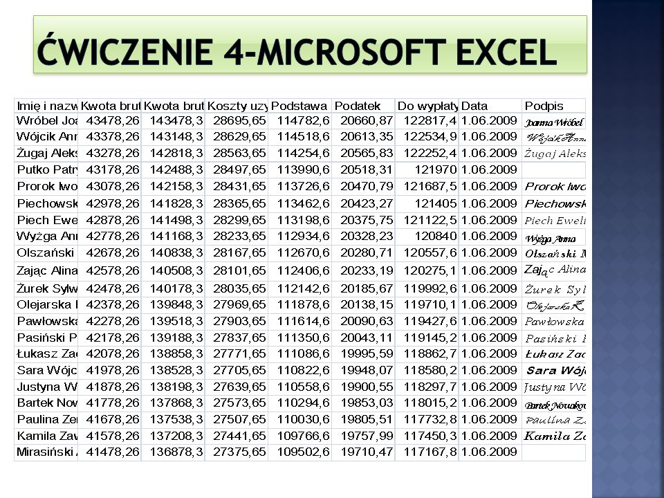 Ćwiczenie 4-Microsoft Excel