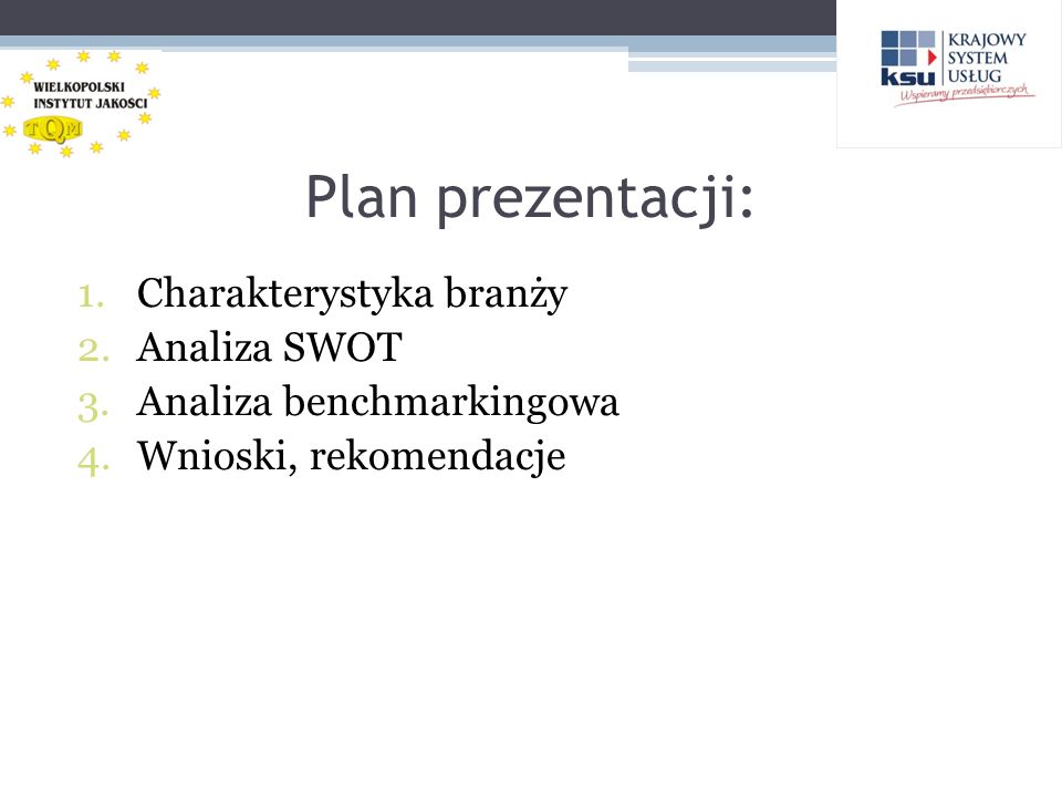 Plan prezentacji: Charakterystyka branży Analiza SWOT