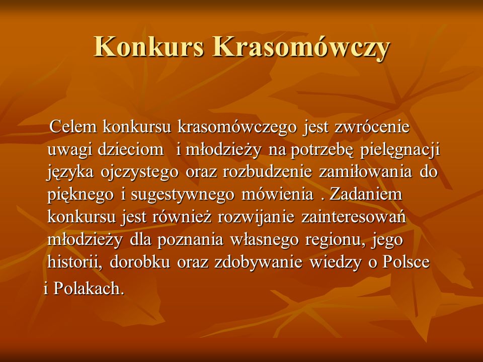 Konkurs Krasomówczy i Polakach.