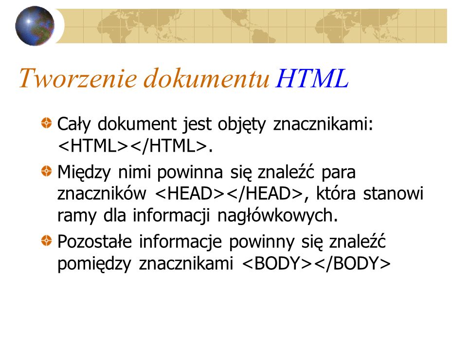 Tworzenie dokumentu HTML