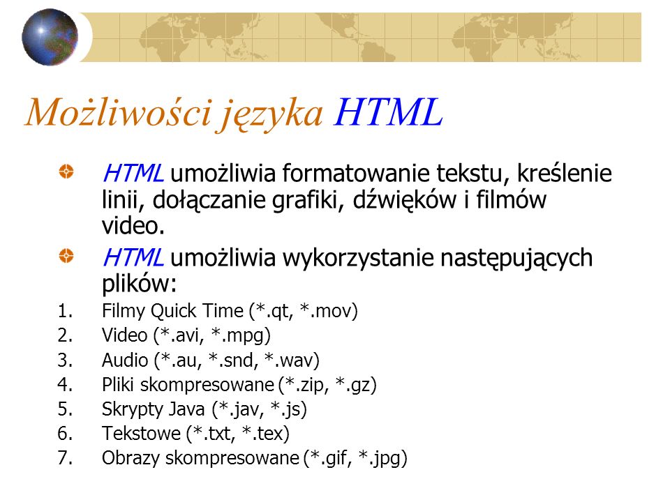Możliwości języka HTML