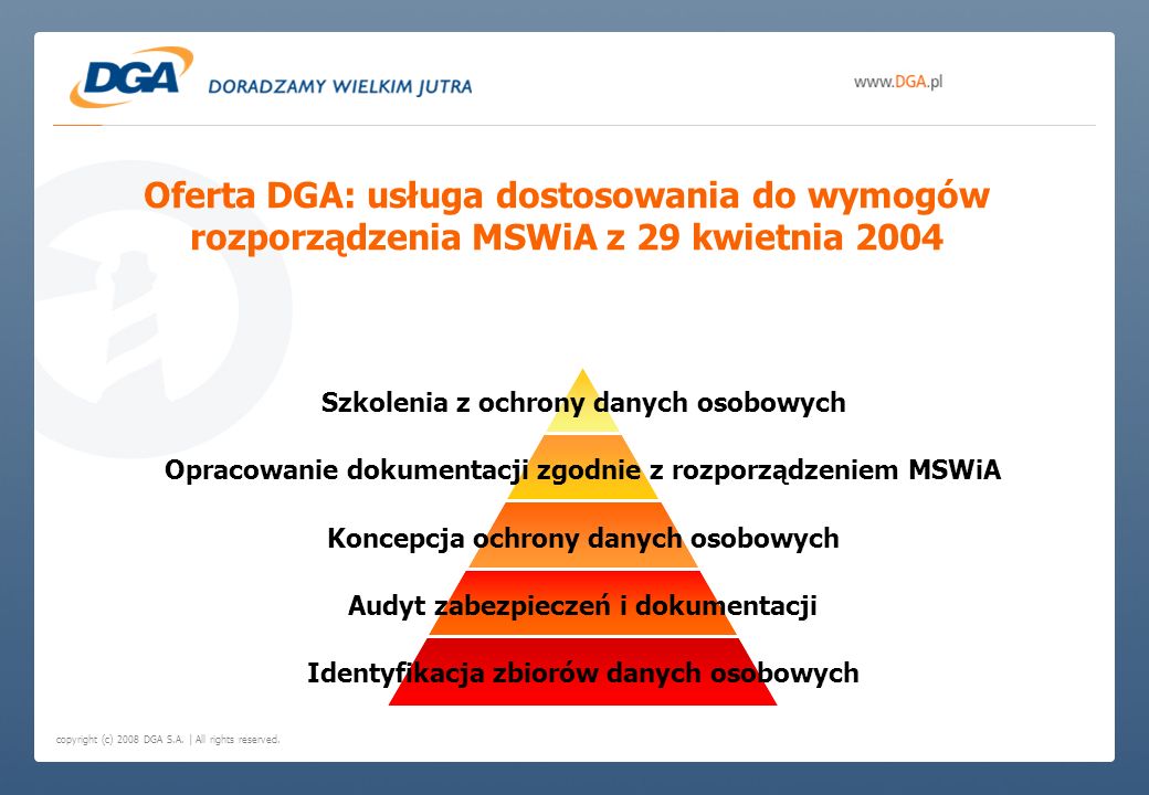Oferta DGA: usługa dostosowania do wymogów rozporządzenia MSWiA z 29 kwietnia 2004