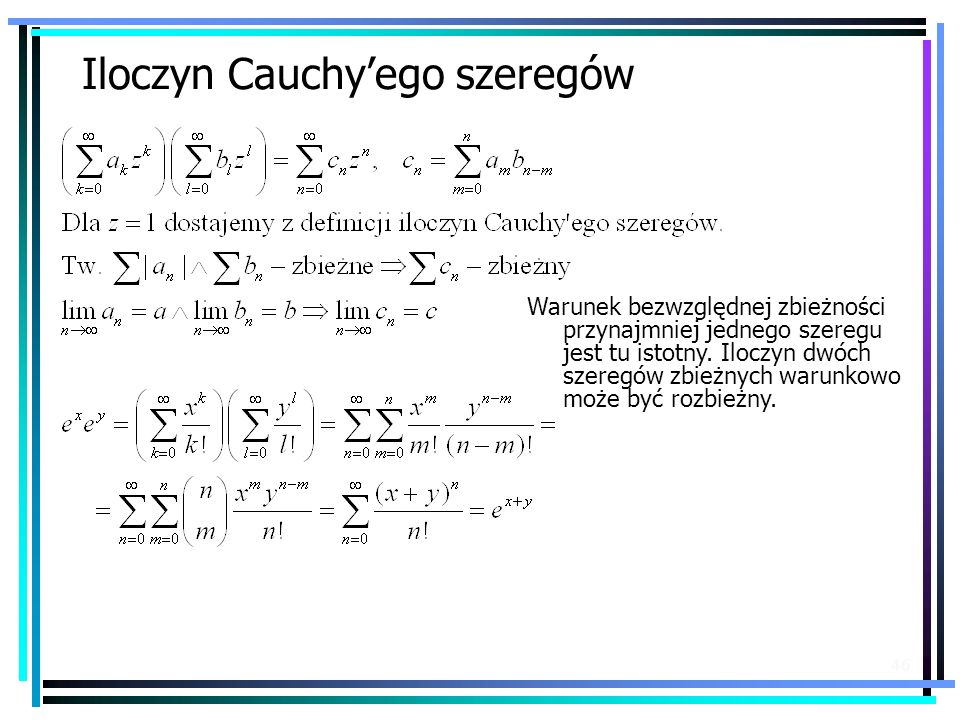 Iloczyn Cauchy’ego szeregów