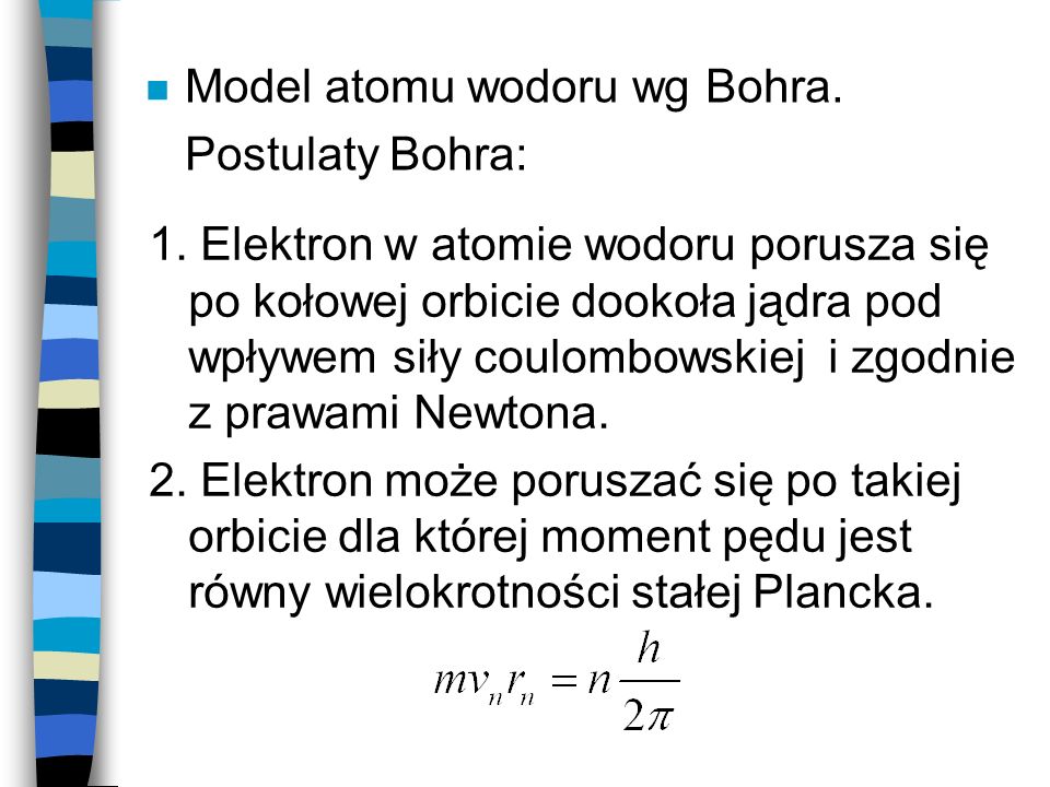 Model atomu wodoru wg Bohra.