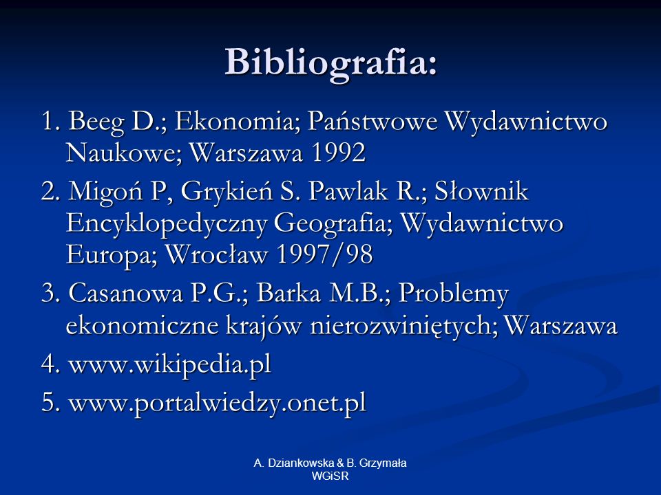A. Dziankowska & B. Grzymała WGiSR