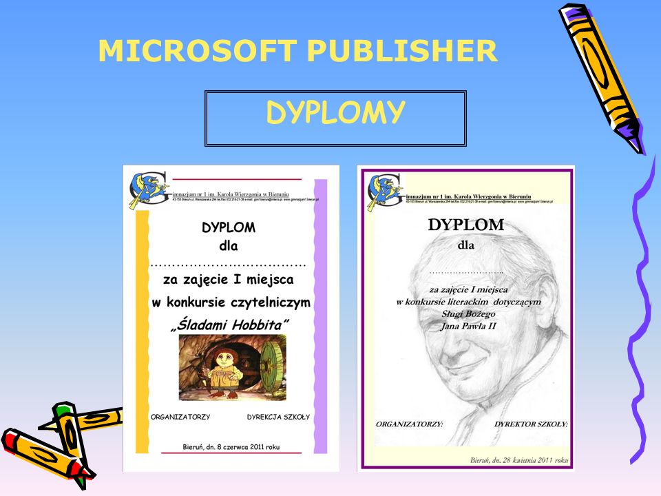 MICROSOFT PUBLISHER DYPLOMY