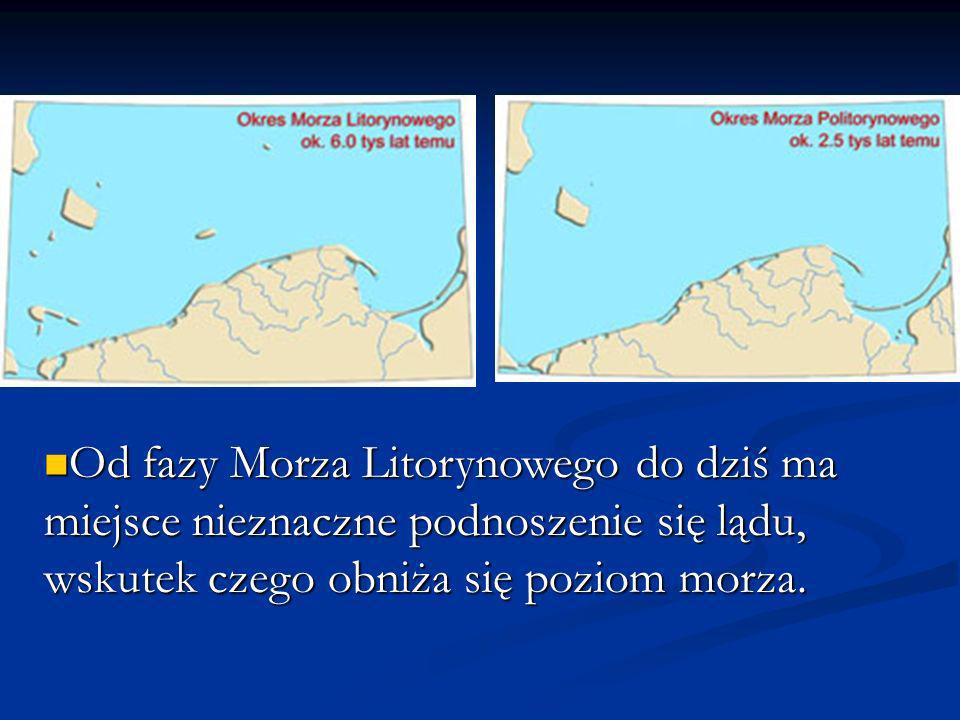 Od fazy Morza Litorynowego do dziś ma miejsce nieznaczne podnoszenie się lądu, wskutek czego obniża się poziom morza.