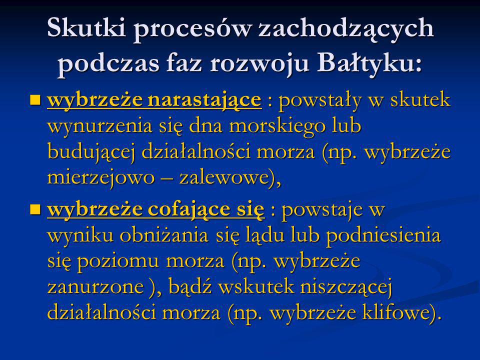 Skutki procesów zachodzących podczas faz rozwoju Bałtyku: