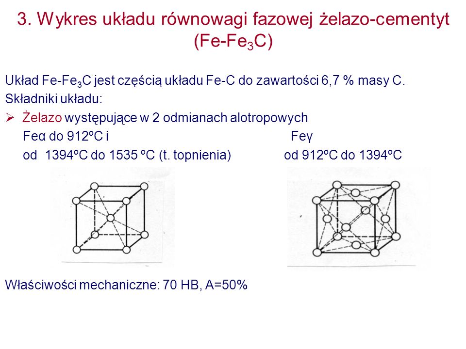 3. Wykres układu równowagi fazowej żelazo-cementyt (Fe-Fe3C)
