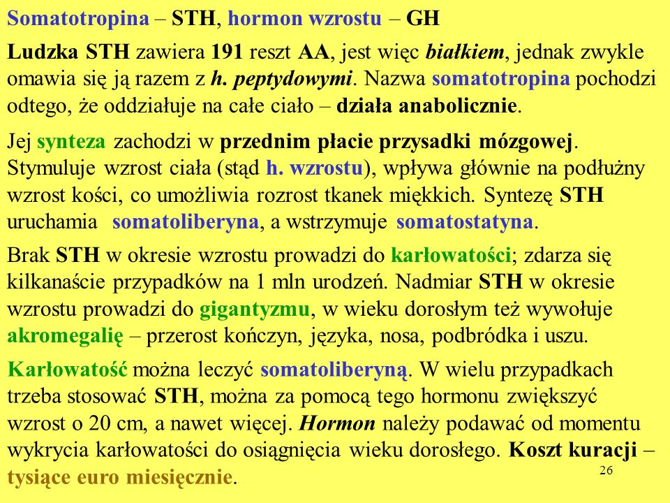 Somatotropina – STH, hormon wzrostu – GH
