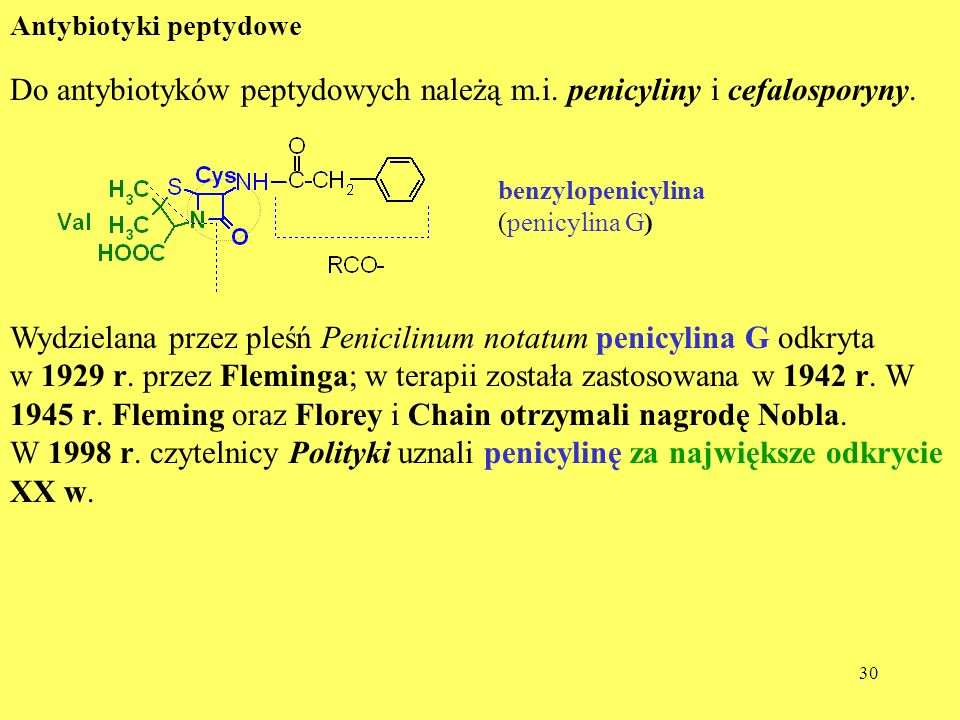 Do antybiotyków peptydowych należą m.i. penicyliny i cefalosporyny.