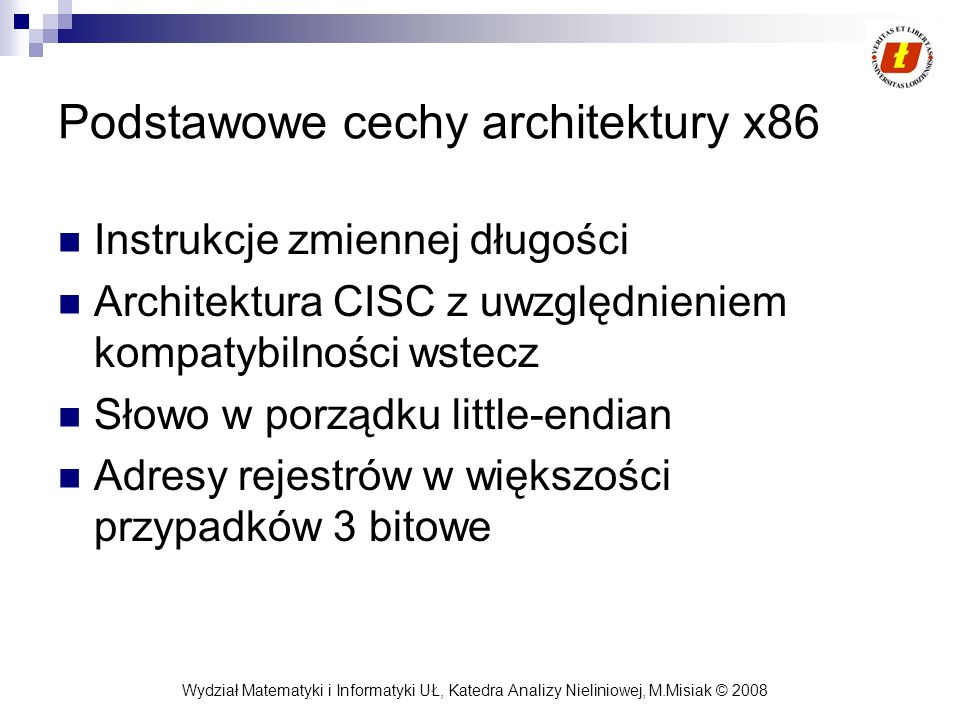 Podstawowe cechy architektury x86