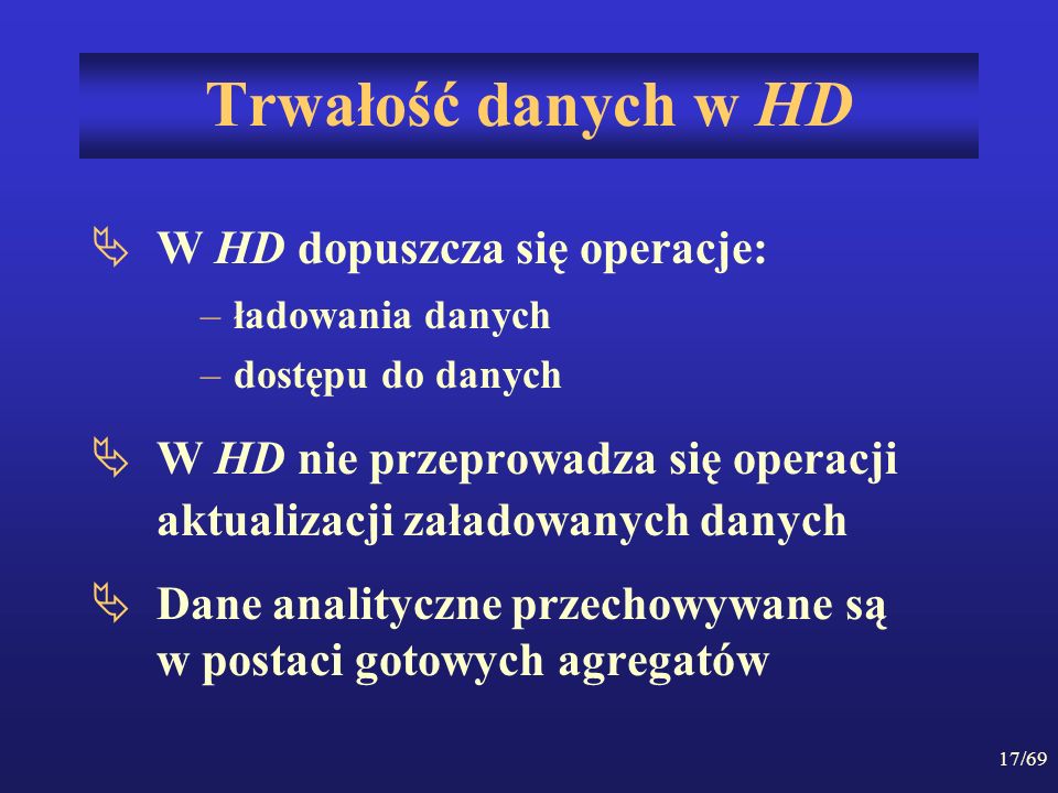 Trwałość danych w HD W HD dopuszcza się operacje: