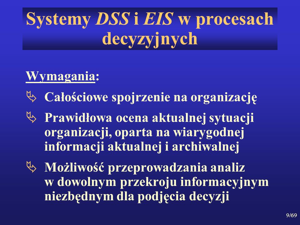 Systemy DSS i EIS w procesach decyzyjnych