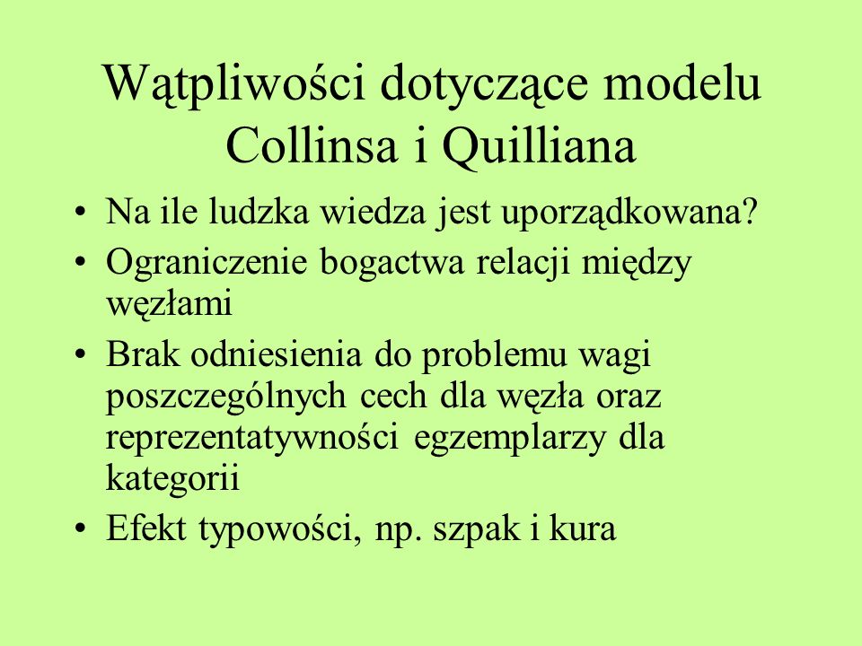 Wątpliwości dotyczące modelu Collinsa i Quilliana