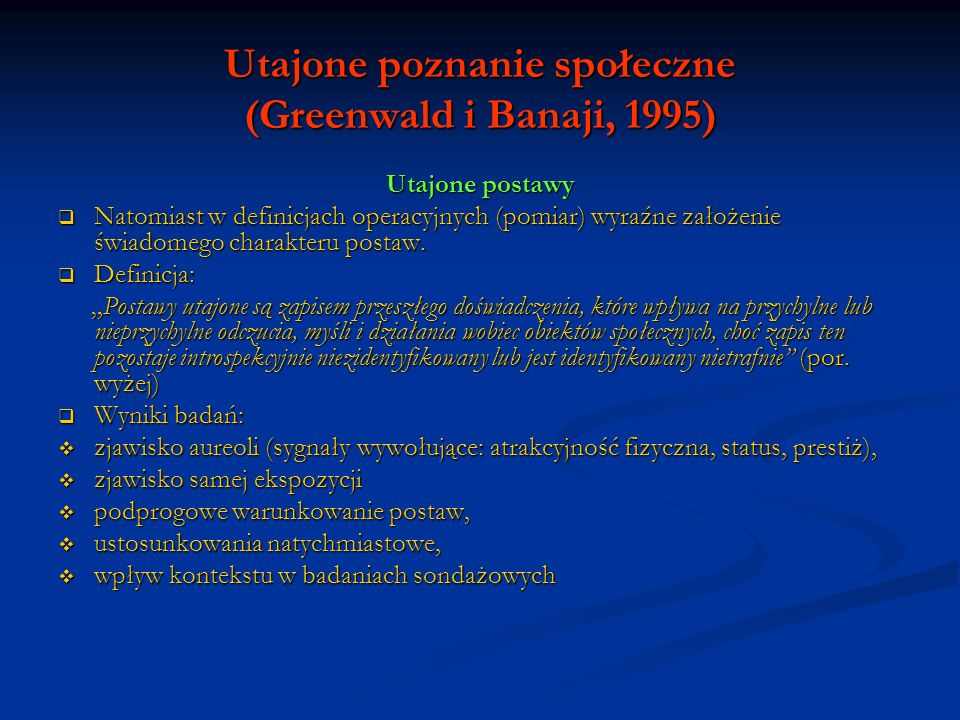 Utajone poznanie społeczne (Greenwald i Banaji, 1995)