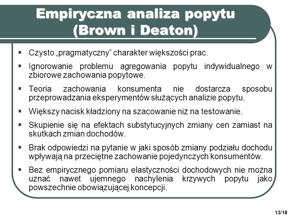 Empiryczna analiza popytu (Brown i Deaton)