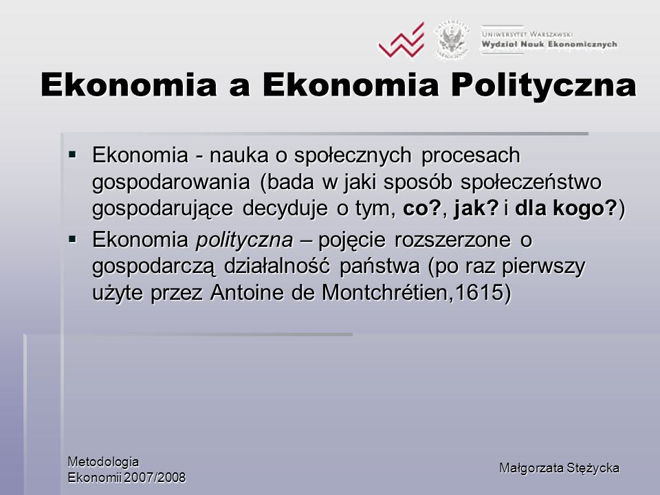 Ekonomia a Ekonomia Polityczna