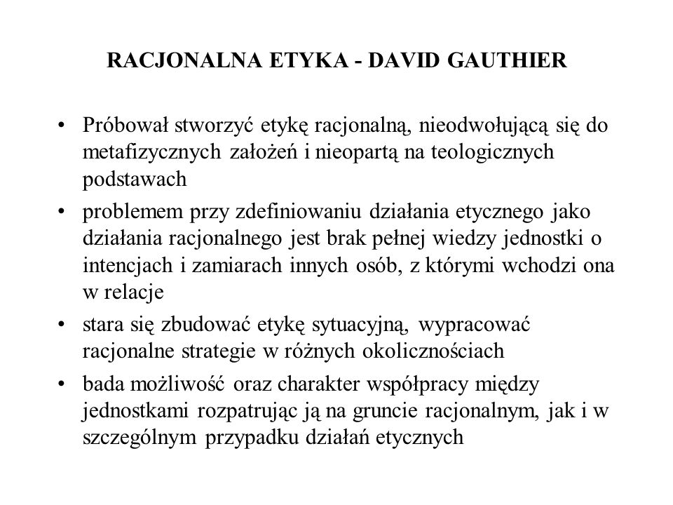 RACJONALNA ETYKA - DAVID GAUTHIER