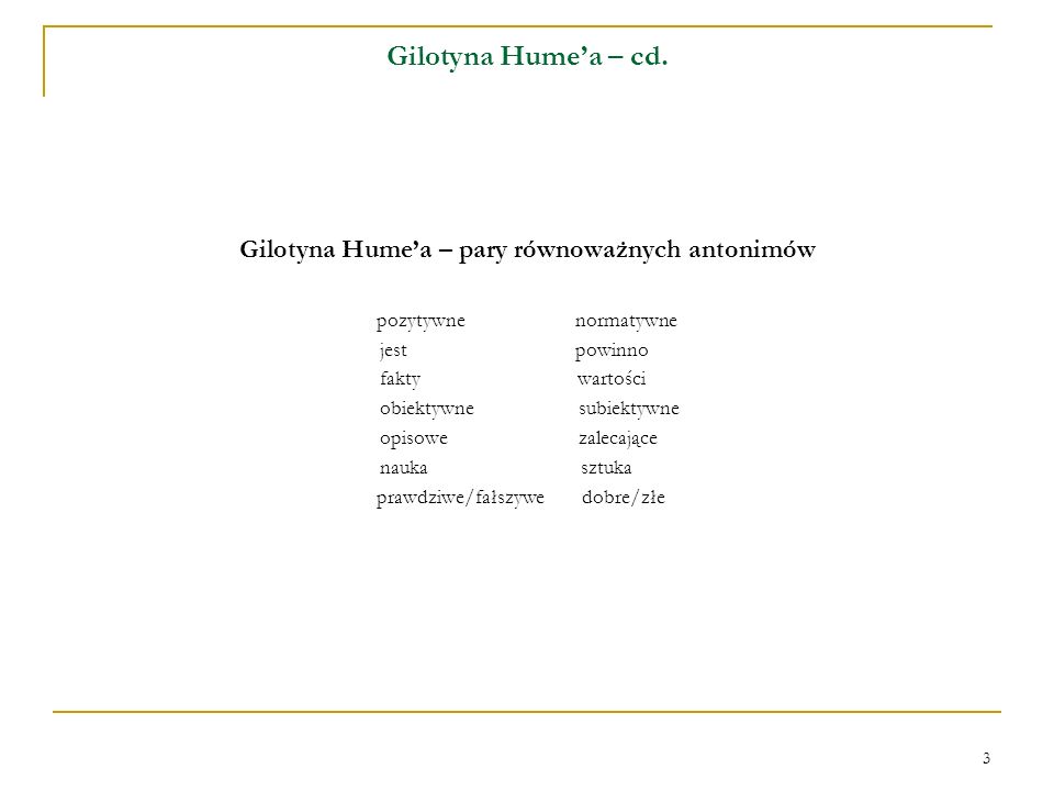 Gilotyna Hume’a – pary równoważnych antonimów