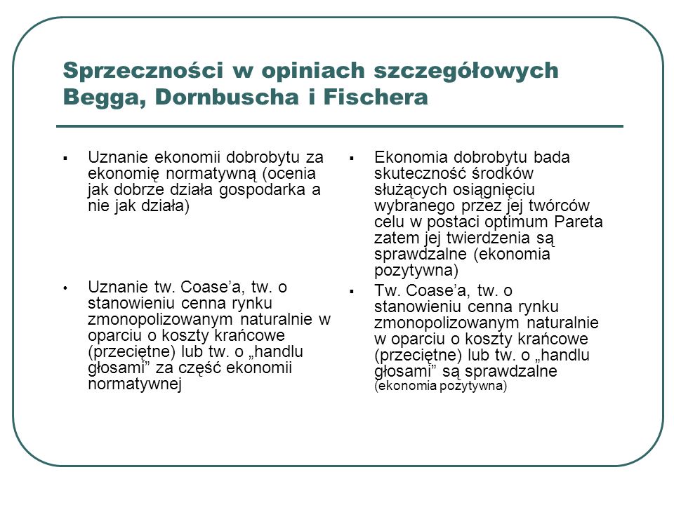 Sprzeczności w opiniach szczegółowych Begga, Dornbuscha i Fischera