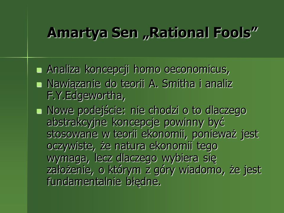 Amartya Sen „Rational Fools