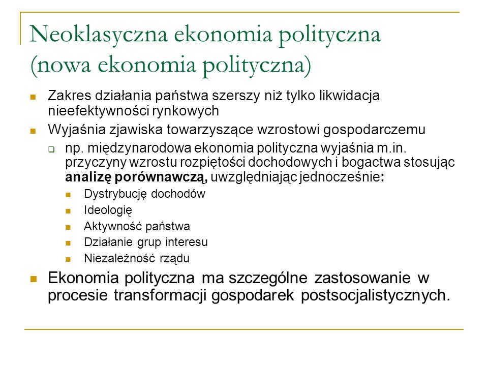Neoklasyczna ekonomia polityczna (nowa ekonomia polityczna)