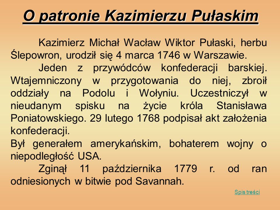 O patronie Kazimierzu Pułaskim