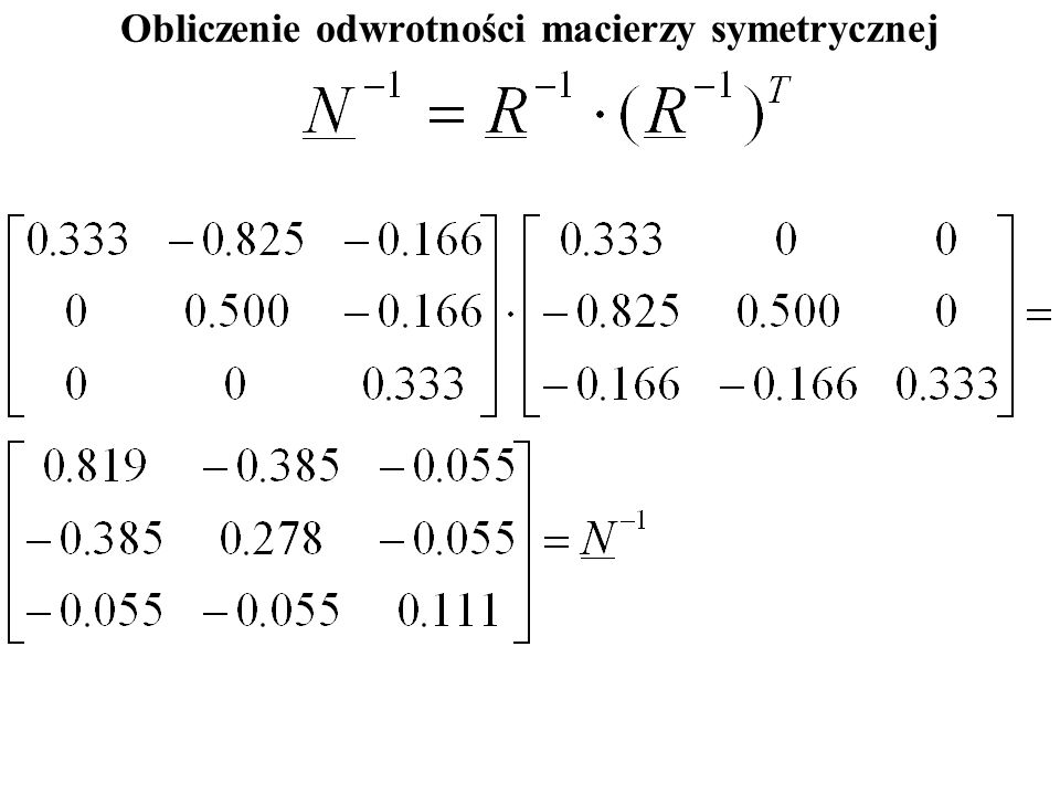 Obliczenie odwrotności macierzy symetrycznej