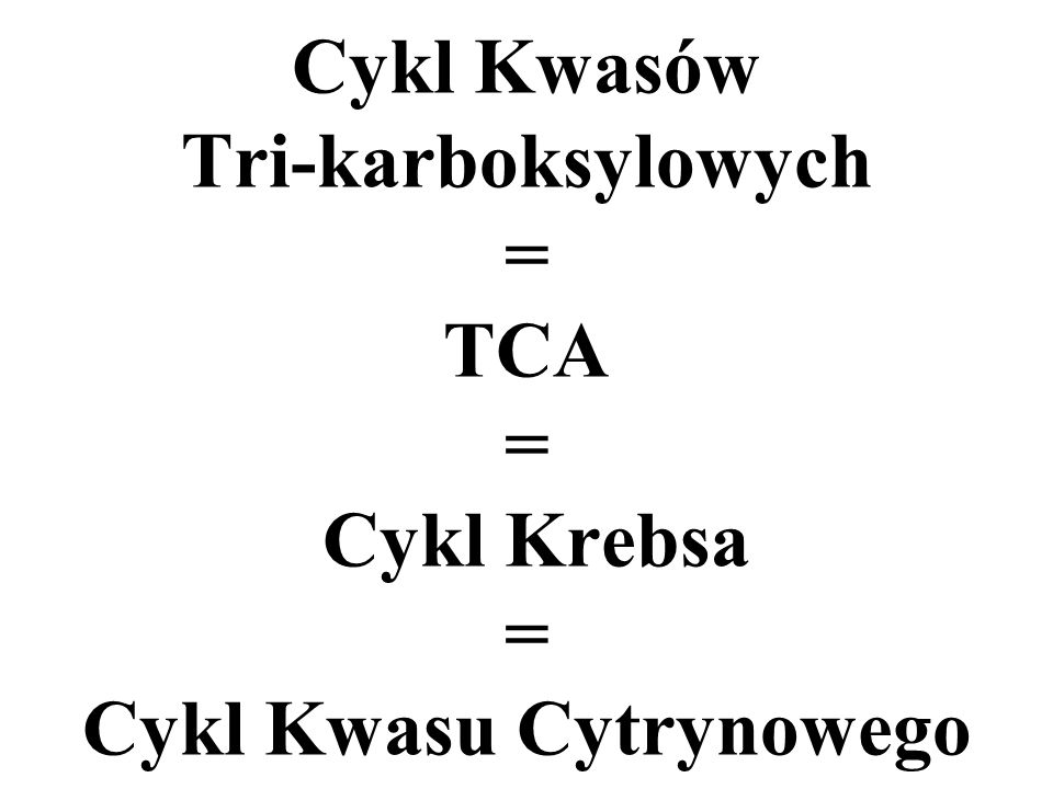 Cykl Kwasów Tri-karboksylowych = TCA = Cykl Krebsa = Cykl Kwasu Cytrynowego