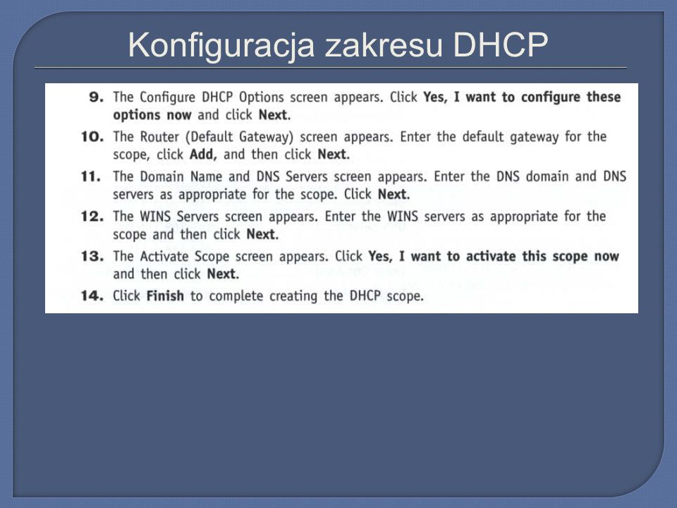 Konfiguracja zakresu DHCP