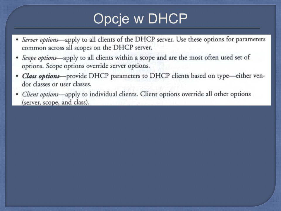 Opcje w DHCP