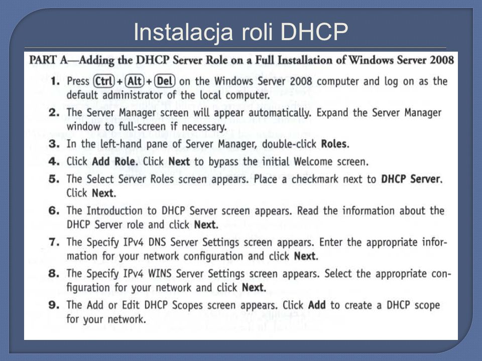 Instalacja roli DHCP