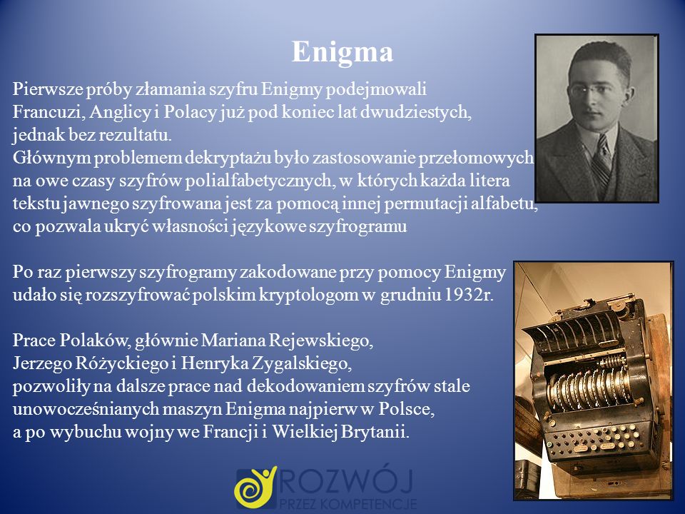 Enigma Pierwsze próby złamania szyfru Enigmy podejmowali
