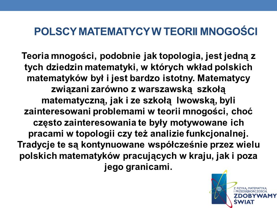 Polscy matematycy w teorii mnogości