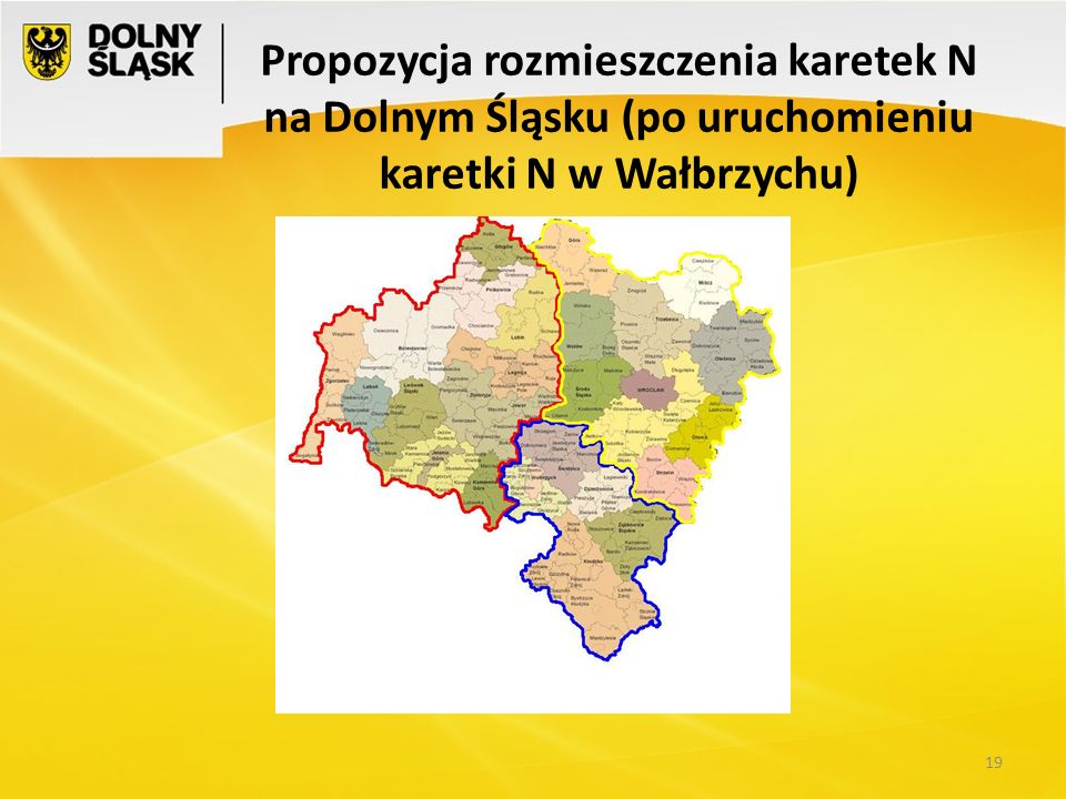 Propozycja rozmieszczenia karetek N na Dolnym Śląsku (po uruchomieniu karetki N w Wałbrzychu)