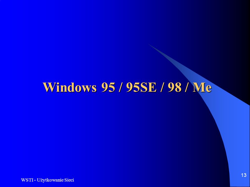Windows 95 / 95SE / 98 / Me WSTI - Użytkowanie Sieci