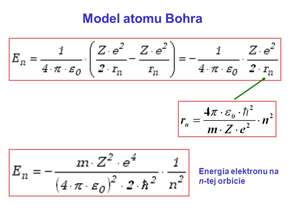 Model atomu Bohra Energia elektronu na n-tej orbicie